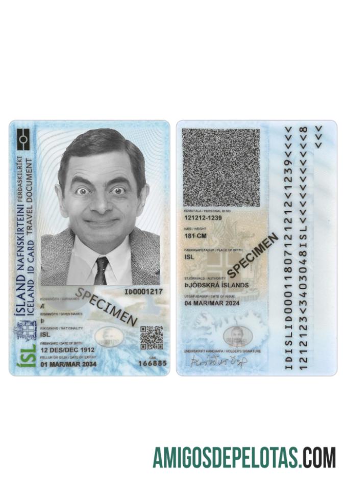 Cartão de identificação da Islândia 2024 modelo atual